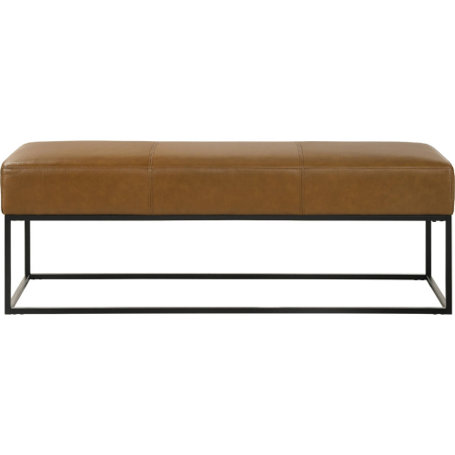 Odessa Bench in Tan Leather & Metal