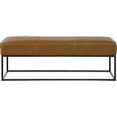 Odessa Bench in Tan Leather & Metal
