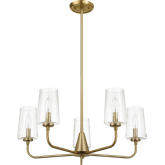 Dazzle 5 Light Chandelier in Satin Brass & Clear Seeded Glass