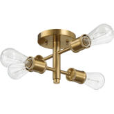 Ephemeral 4 Light Semi Flush Ceiling Pendant Light in Gold Brass Finish