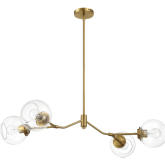 Jewel 4 Light Chandelier in Brass & Clear Glass