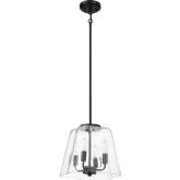 Soiree 4 Candle Light Ceiling Pendant Light Black Metal & Clear Glass