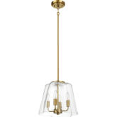 Soiree 4 Candle Light Ceiling Pendant Light Satin Brass & Clear Glass