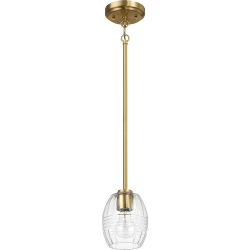 Vista Single Light Ceiling Pendant Light in Satin Brass & Clear Glass