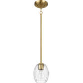 Vista Single Light Ceiling Pendant Light in Satin Brass & Clear Glass