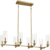 Willow 8 Light Ceiling Pendant Light in Satin Brass & Clear Ribbed Glass