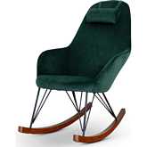 Chloe Rocking Chair in Green Velvet, Wood & Metal