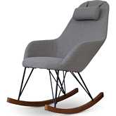 Chloe Rocking Chair in Grey Linen, Wood & Metal