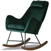 Chelsea Rocking Chair in Green Velvet, Wood & Metal