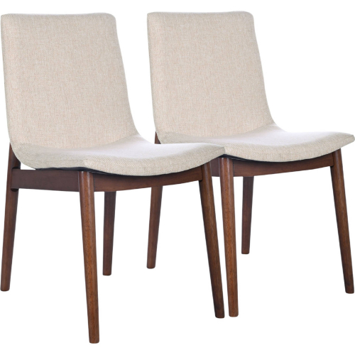 Ravel Dining Chair in Beige Fabric & Wood (Set of 2)