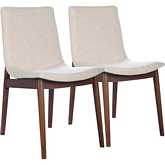 Ravel Dining Chair in Beige Fabric & Wood (Set of 2)