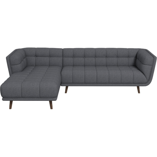 Addison Sectional Sofa with Left Facing Chaise in Tufted Ash Grey Linen Fabric