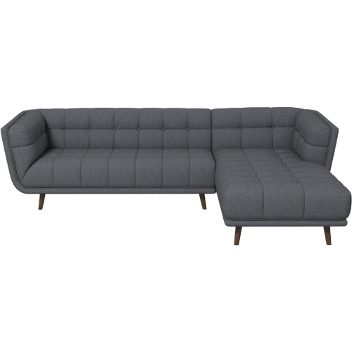 Addison Sectional Sofa with Right Facing Chaise in Tufted Ash Grey Linen Fabric