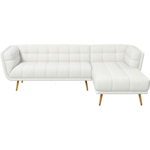 Addison Sectional Sofa with Right Facing Chaise in Tufted Cream Boucle Fabric
