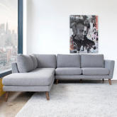 Benson Sectional Sofa with Left Facing Chaise in Dark Grey Fabric