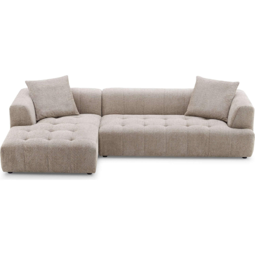 Kaynes Sectional Sofa with Left Facing Chaise in Tufted Mocha Boucle Fabric