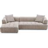 Kaynes Sectional Sofa with Left Facing Chaise in Tufted Mocha Boucle Fabric