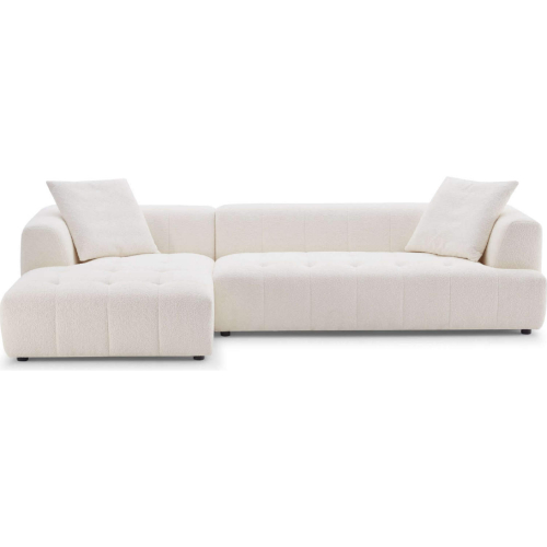 Kaynes Sectional Sofa with Left Facing Chaise in Tufted Ivory Boucle Fabric