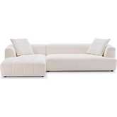 Kaynes Sectional Sofa with Left Facing Chaise in Tufted Ivory Boucle Fabric