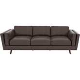 Chase 89" Sofa in Brown Leather & Wood