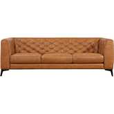 Fargo 90" Sofa in Tufted Tan Top Grain Italian Leather