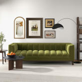 Melissa Sofa in Channel Tufted Green Velvet