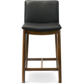 Shannon Counter Stool Chair in Black Vegan Leather & Wood