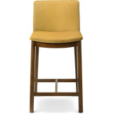 Shannon Counter Stool Chair in Dark Yellow Velvet & Wood