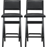 Keira Bar Stool in Black Leatherette & Wood (Set of 2)