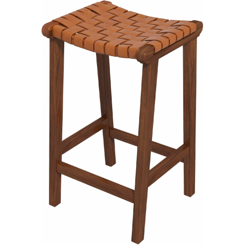 James 24.5" Counter Stool in Tan Leather & Wood