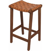 James 24.5" Counter Stool in Tan Leather & Wood