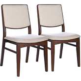 Skylar Dining Chair in Beige Fabric & Wood (Set of 2)