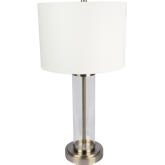 Luna Table Lamp in Clear Glass & Brushed Nickel Metal