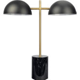 Nova Double Light Table Lamp in Hydro Black Metal, Faux Marble & Gold