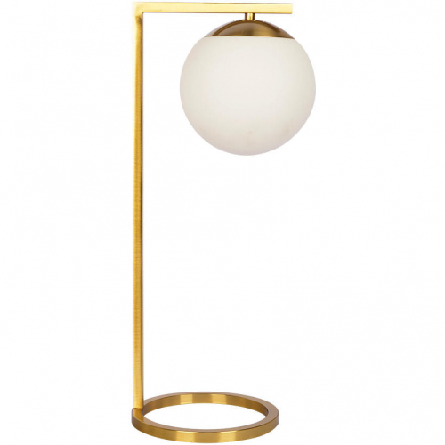 Velvet Table Lamp in Gold Finish Metal & White Opal Glass Globe