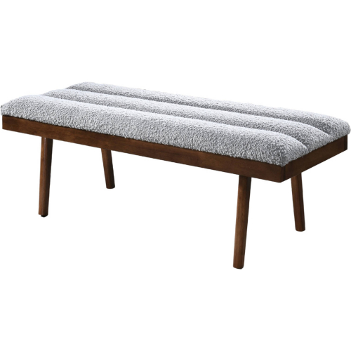 Troni Bench in Channel Tufted Light Grey Boucle & Wood
