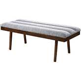 Troni Bench in Channel Tufted Light Grey Boucle & Wood