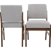 Caldwell Dining Chair in Textured Light Grey Boucle & Wood (Set of 2)