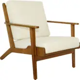 Connor Accent Lounge Chair in Cream Linen & Walnut Finish Wood
