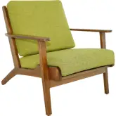 Connor Accent Lounge Chair in Pistachio Green Linen & Walnut Finish Wood