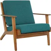 Connor Accent Lounge Chair in Teal Linen & Walnut Finish Wood