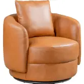 Dylan Accent Swivel Chair in Cognac Composite Leather