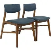 Edgehill Dining Chair in Navy Blue Vegan Leather & Wood (Set of 4)