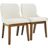 Ellis Dining Chair in Beige Linen & Wood (Set of 2)