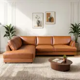 Glander Sectional Sofa with Left Facing Chaise in Cognac Brown Composite Leather