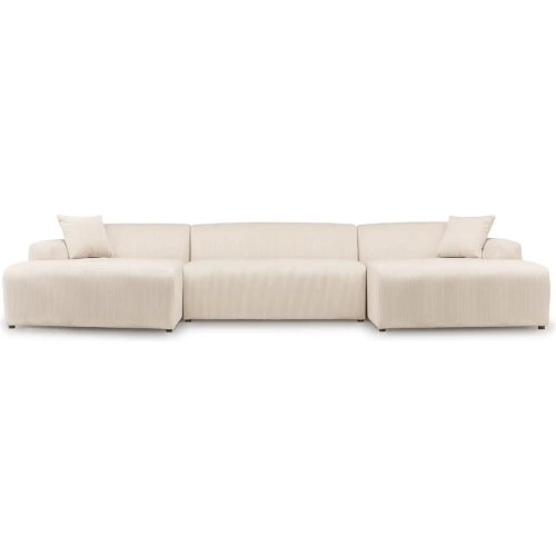 Mar U Shape Sectional Sofa in Cream Corduroy Fabric