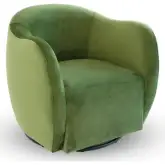Renee Swivel Chair in Green Velvet