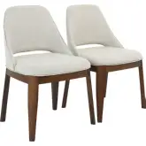 Weston Dining Chair in Beige Linen & Wood (Set of 2)