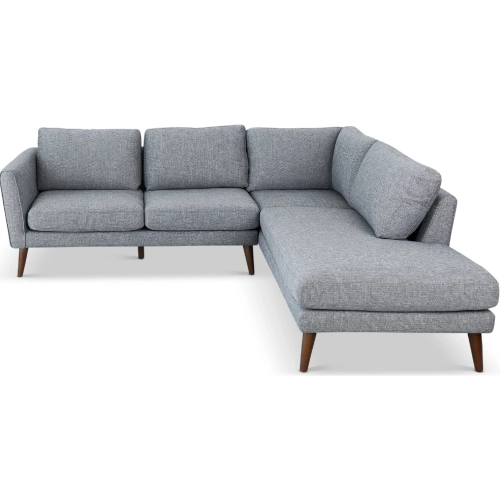 Benson Sectional Sofa w/ Right Facing Chaise in Grey Textured Fabric