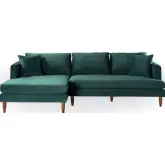 Blake L Shaped Sectional Sofa w/ Left Facing Chaise in Dark Green Velvet